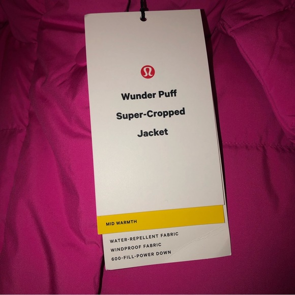 Lululemon NWT Sonic Pink,Wunder Puff Super Cropped Down Jacket,Size-10 - Picture 5 of 16